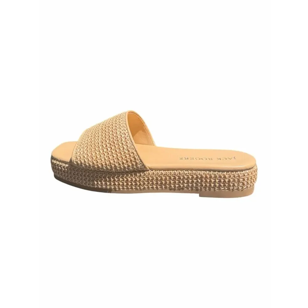 Jack Rogers Bay Raffia Flatform Slide Sandals Natural Size 8.5 NIB